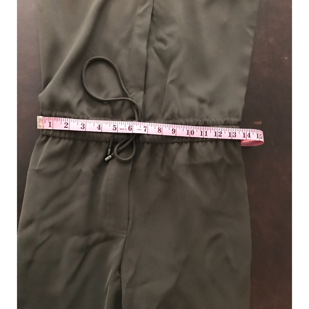 Vince Women's Sleeveless Olive Green Drawstring Waist Jumpsuit - Size 10 - Picture 7 of 12